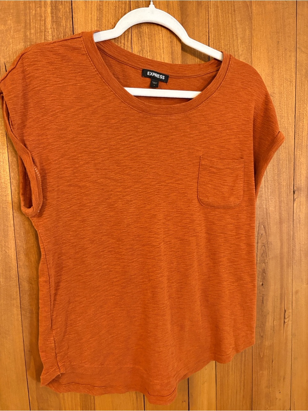 Express Women's Burnt Orange Short Sleeve Pocket Tee